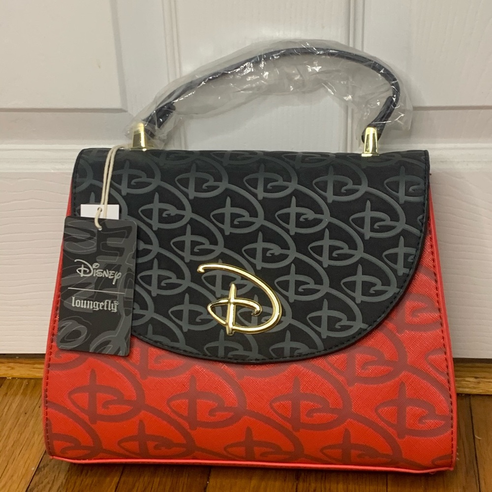 Disney Loungefly Red/Black D Logo Crossbody Bag
